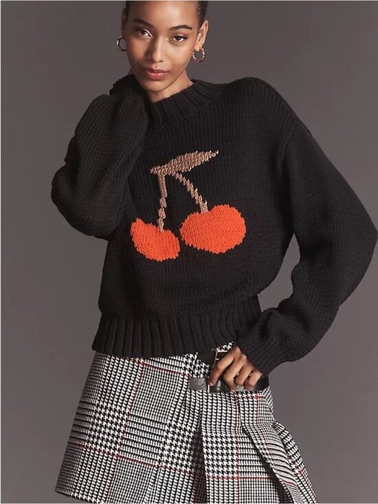 Anthropologie Sweaters - NWT Size XL - The Pippa Icon Mock-Neck Sweater Cherry Print